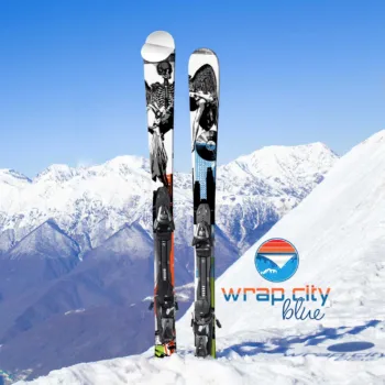 Ski Wrap - #2012 Skelton Vintage 80s Graffiti - 3M Adhesive Vinyl Laminated Ski Sticker